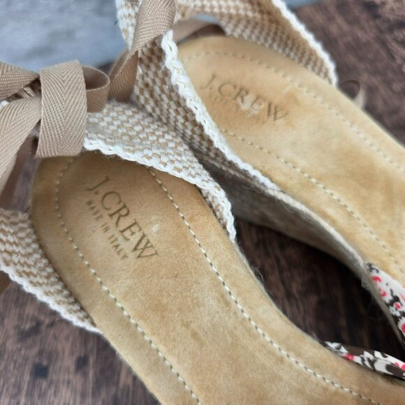 J Crew Marianne Espadrille Wedges 10 Brown Tan Twist Lace Up Ankle Jute Italian - Picture 3 of 14
